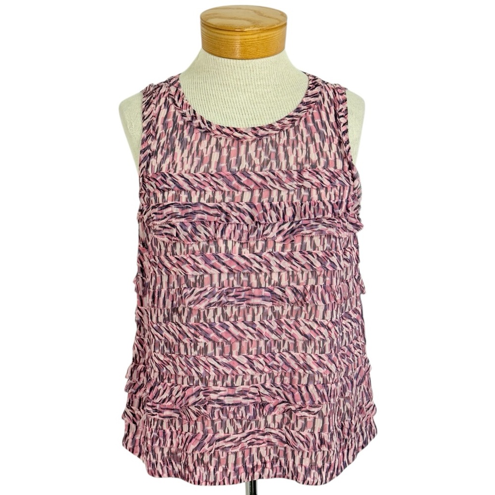 Rebecca Taylor 4 Pink Sleeveless Ruffle Top New